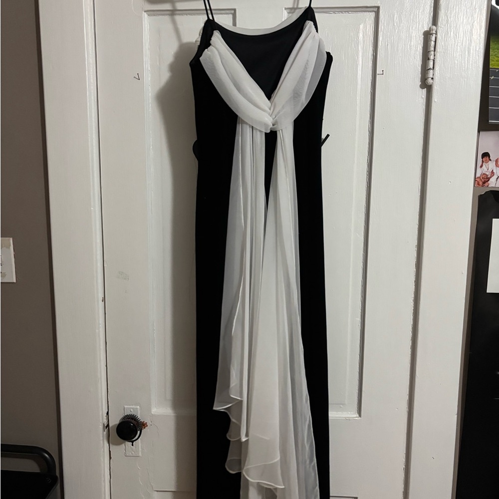 Elegant Black and White Evening Dress